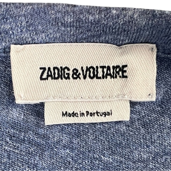 Zadig & Voltaire Women's Willy Amour Blue Long Sleeve Graphic Tee In Size M - Picture 3 of 8